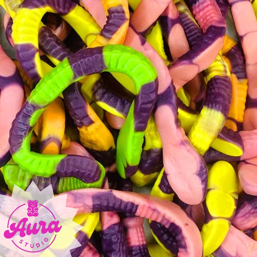 Gyvačių formos guminukai be glitimo