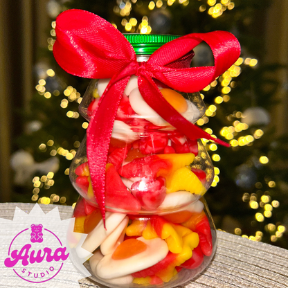 Kalėdinė eglutės formos pakuotė su guminukais