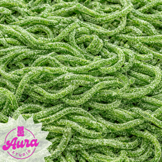 Obuolių skonio guminukai spagečiai