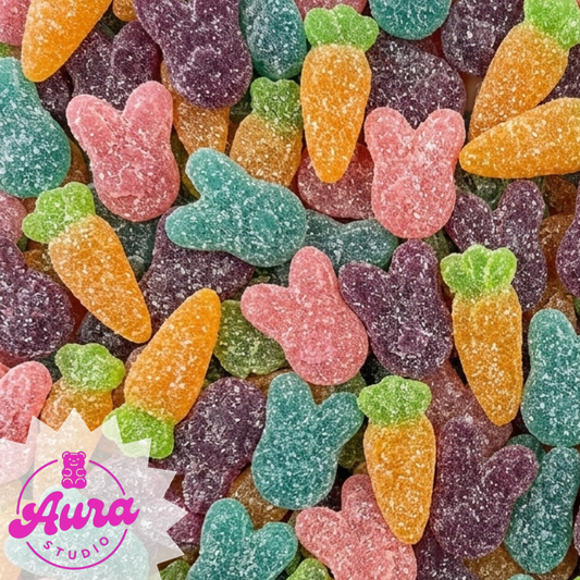 Zuikio ir morkų formos guminukai be glitimo